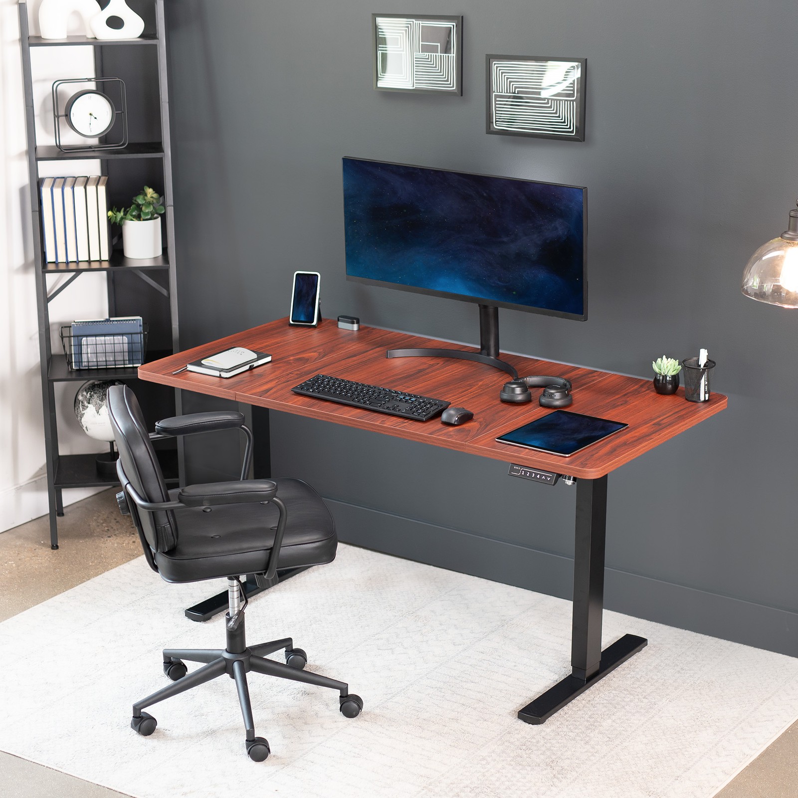 VIVO Dark Walnut 60 x 30 inch Universal Table Top for Sit to Stand Desk Frames