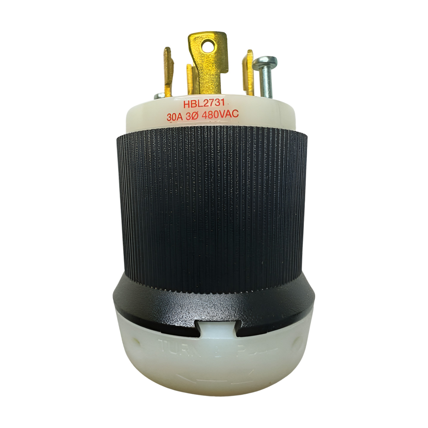 Hubbell HBL2731 Insulgrip Twist-Lock Male Plug, 3-P, 30A, 480VAC, NEMA L15-30P