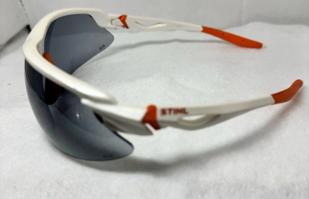 STIHL Sport Protective Safety Glasses with White Frame and Silver Mirror Lens