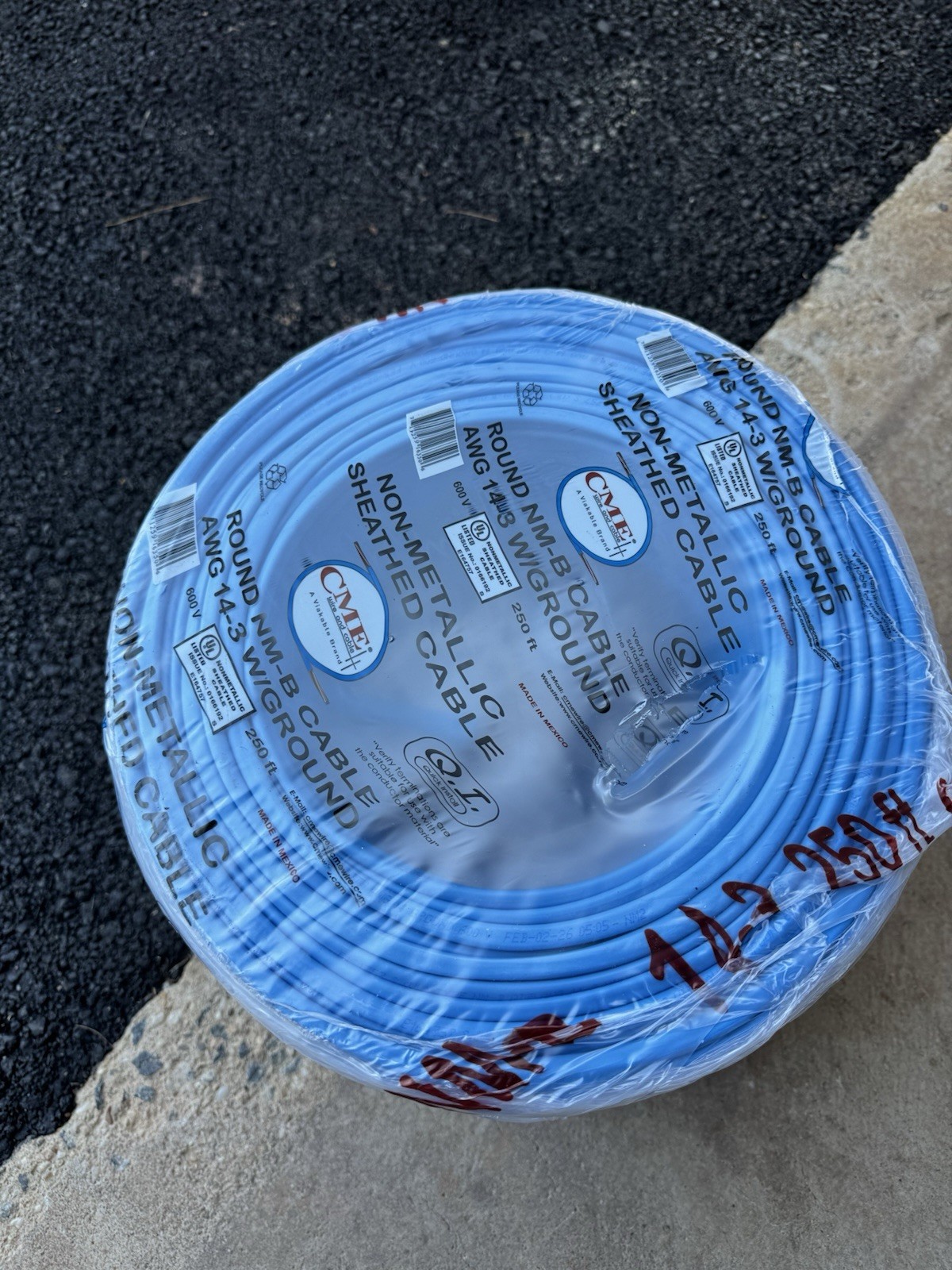 CME 14/3 NM-B 250 ft Solid Copper Building Wire W/Ground 600V Residential NEW