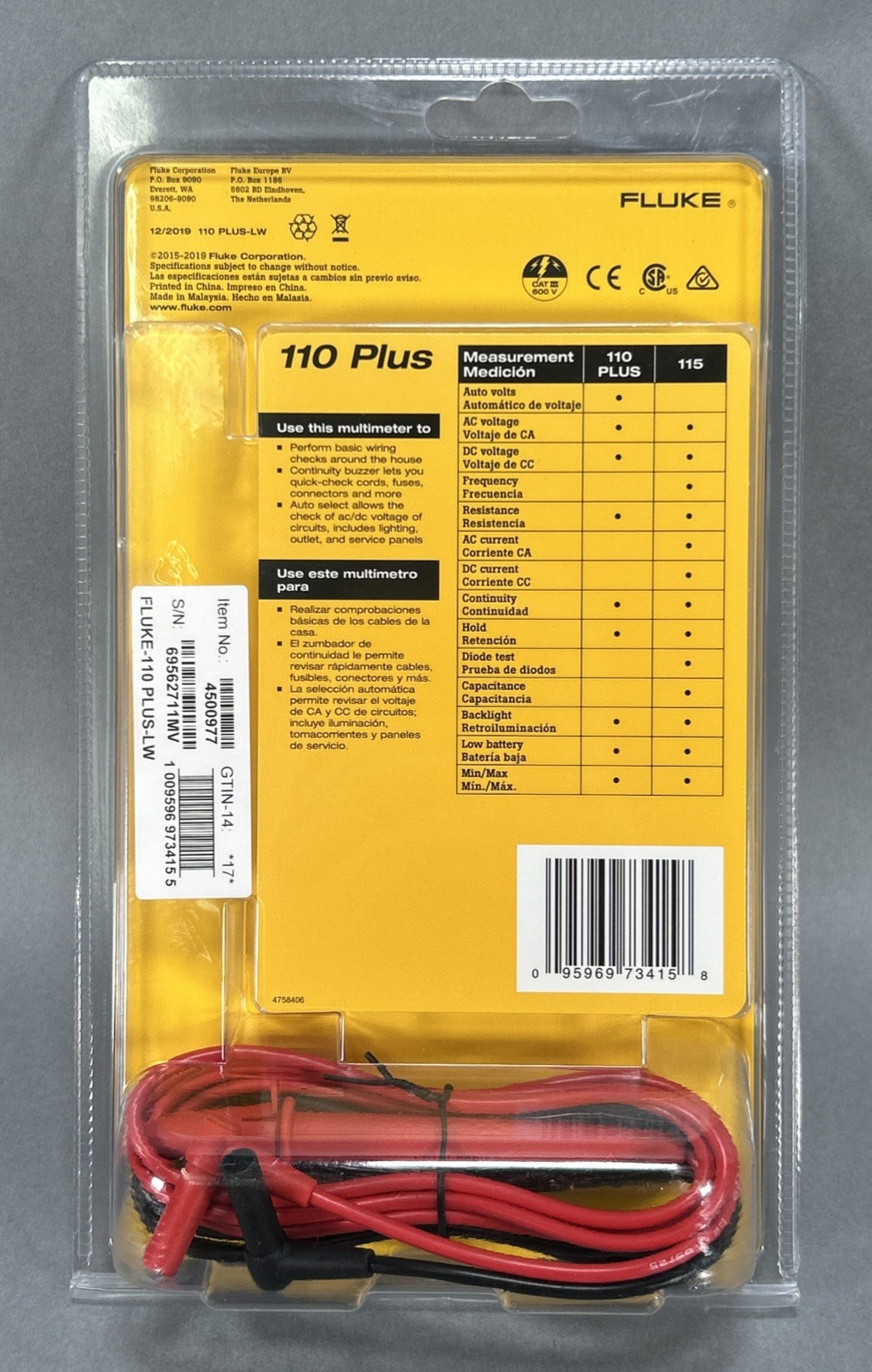Fluke Essential Multimeter 110 Plus 772343 New