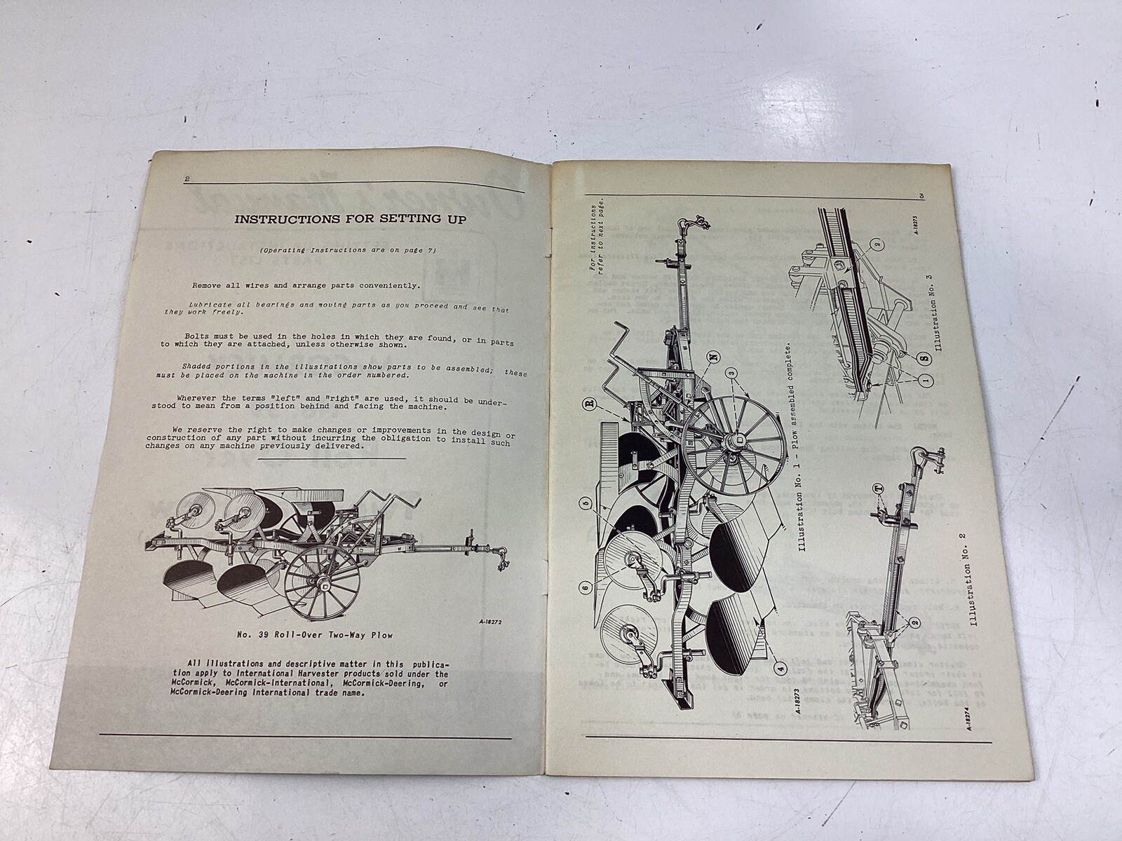 McCormick Owner’s Manual Parts List No. 39 Roll Over Two-Way Plow