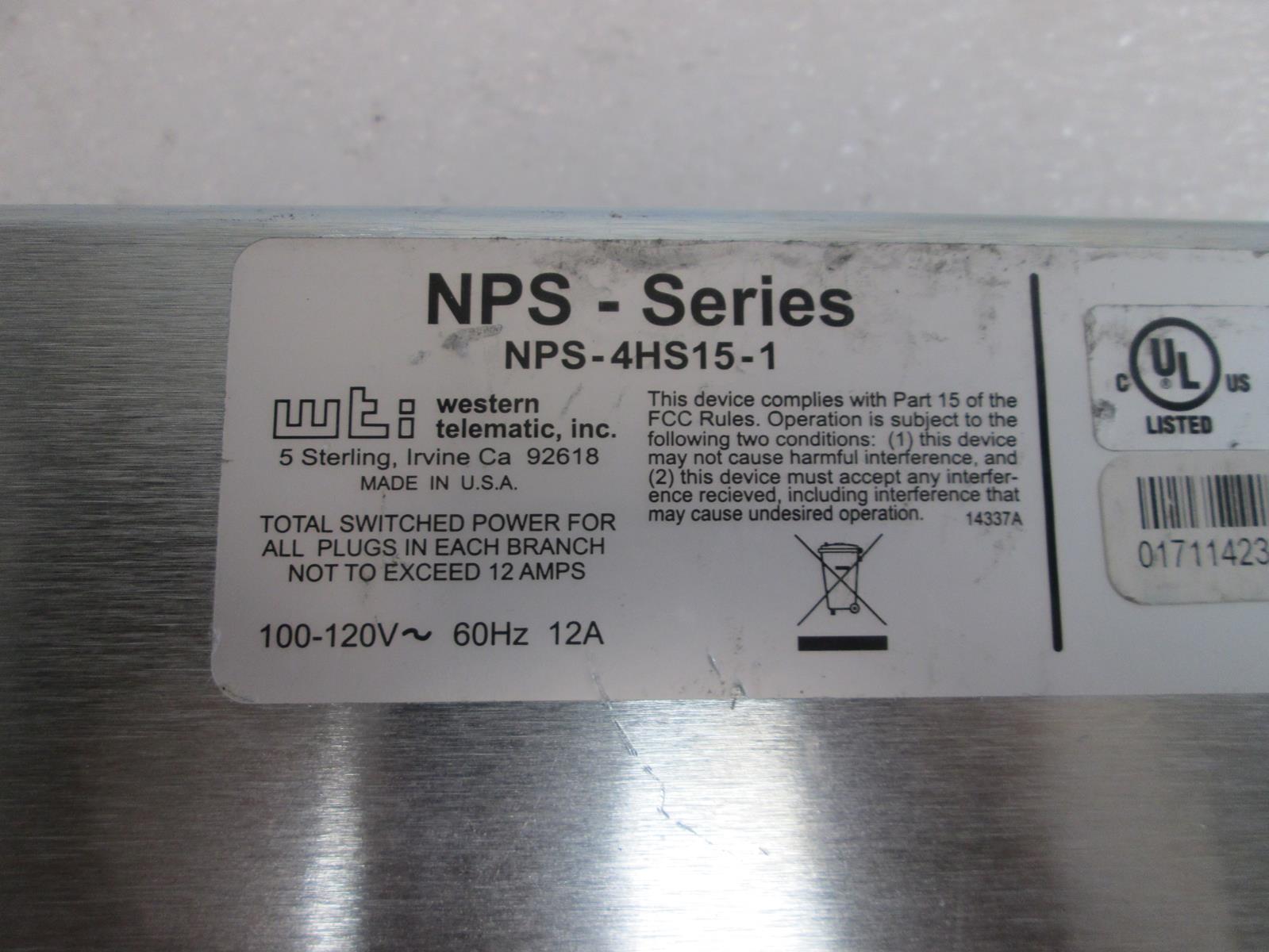 WTI NPS-4HS15-1 NETWORK POWER SWITCH RESET TO FACTORY DEFAULT