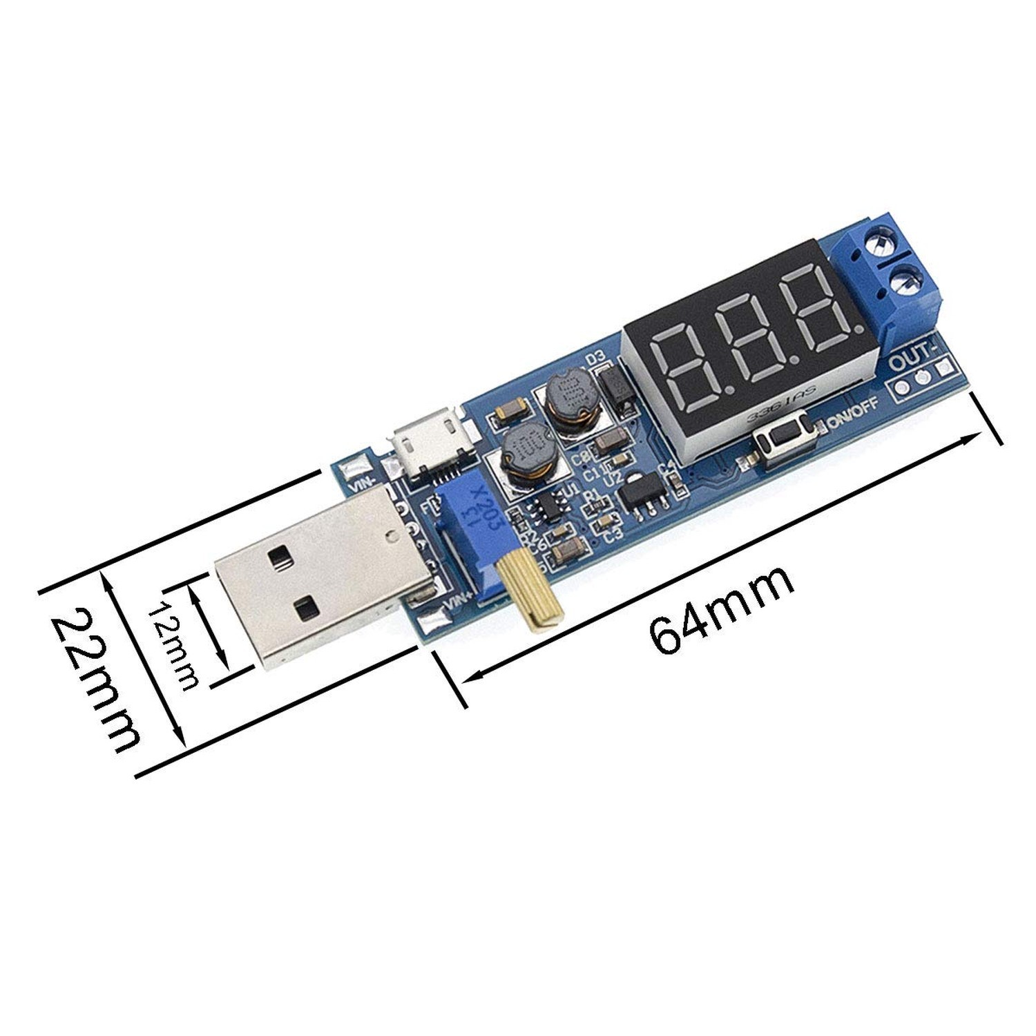 2PCS USB Buck Boost Converter Adjustable Step UP Step Down Power Supply Modul…