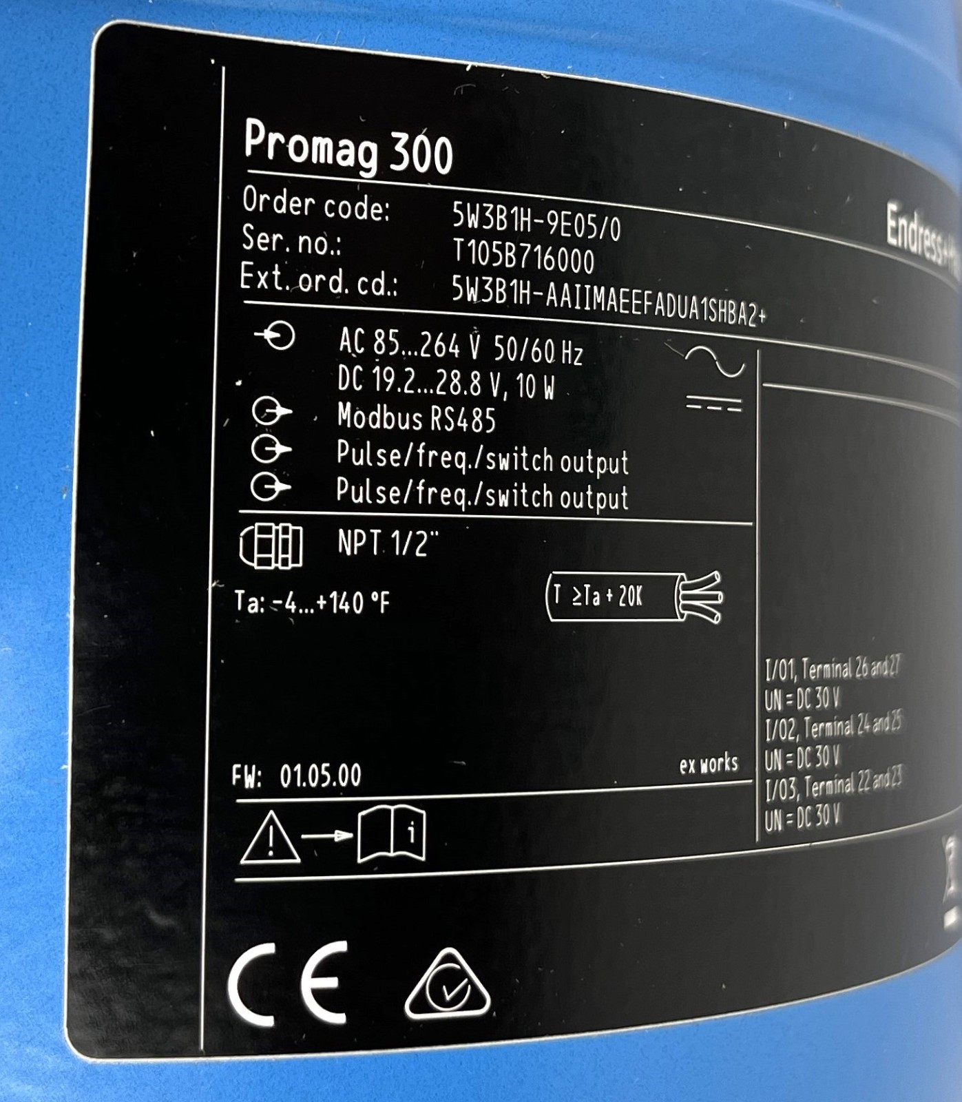 ENDRESS+HAUSER, PROMAG W 300, 5W3B1H, ELECTROMAGNETIC FLOWMETER, 4″150 SST, NEW