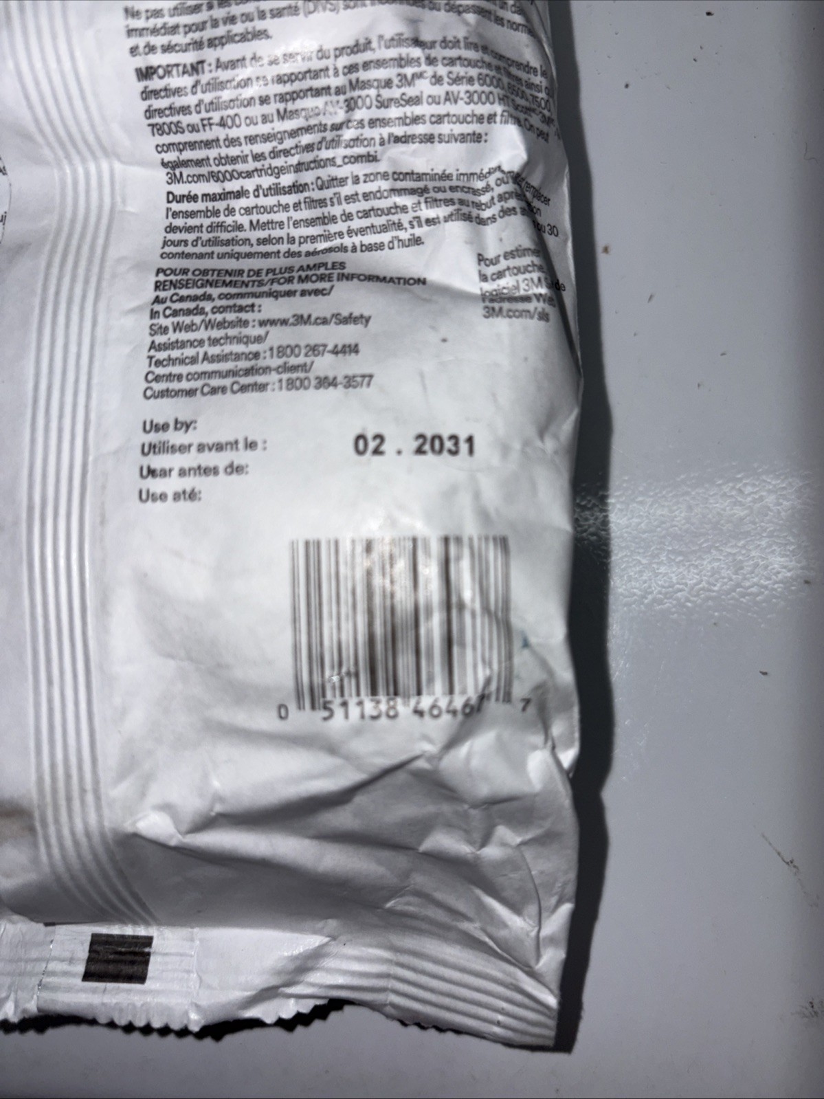 3M 60923 Organic Vapor/Acid Gas Cartridge P100 2 Filters (1 pair) exp 2031