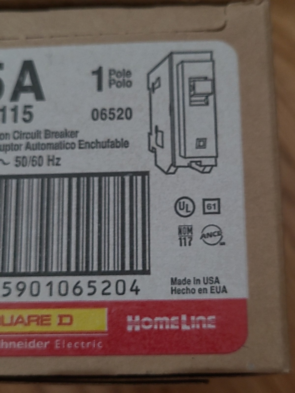NEW NIB 10 PCS SQUARE D HOMELINE HOM115 15A PLUG IN HOM115 NEW