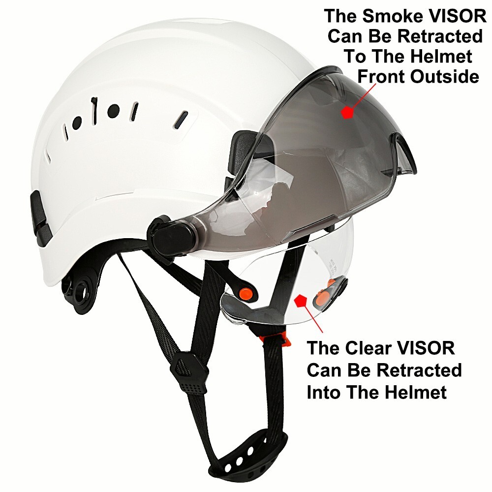 Construction Safety Helmet With Visor Built In Goggles Hard Hat ANSI Work Cap