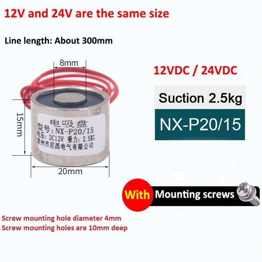 12V 24V DC 2.5-150KG Electric Lifting Magnet Electromagnet Solenoid Holding Coil