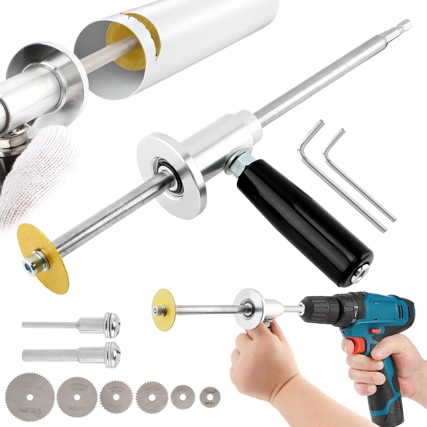 Inside Pipe Cutter for Pvc Pipe with Handle and Diamond Grit Cutting Wheel, 7…