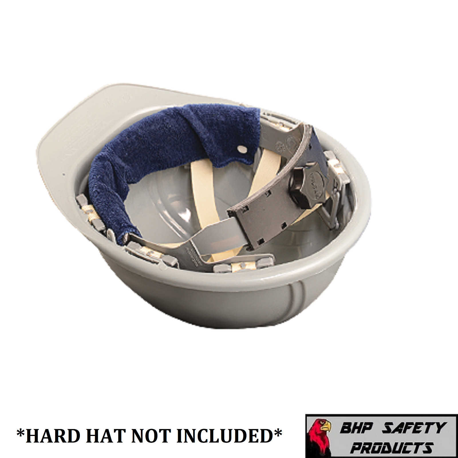 (6 PACK) TERRY CLOTH SNAP ON NAVY HARD HAT SWEAT BAND COTTON LINER CONTRUCTION