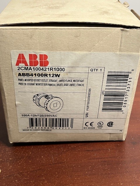 ABB ABB4100R12W / 2CMA100421R1000 IEC Receptacle 100A 3P4W 125/250V New
