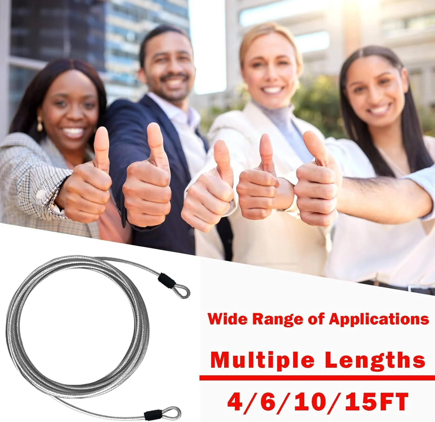 1/8inch Stainless Steel Security Cable 4/6/10/15FT Luggage Lock Safety Wire Flex