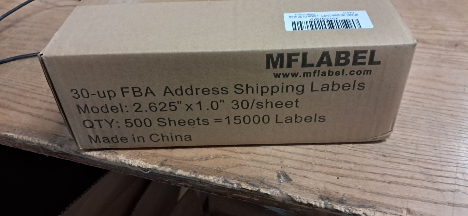 Mflabel shipping labels 2.625” x 1.0” 500 sheets/15000 labels