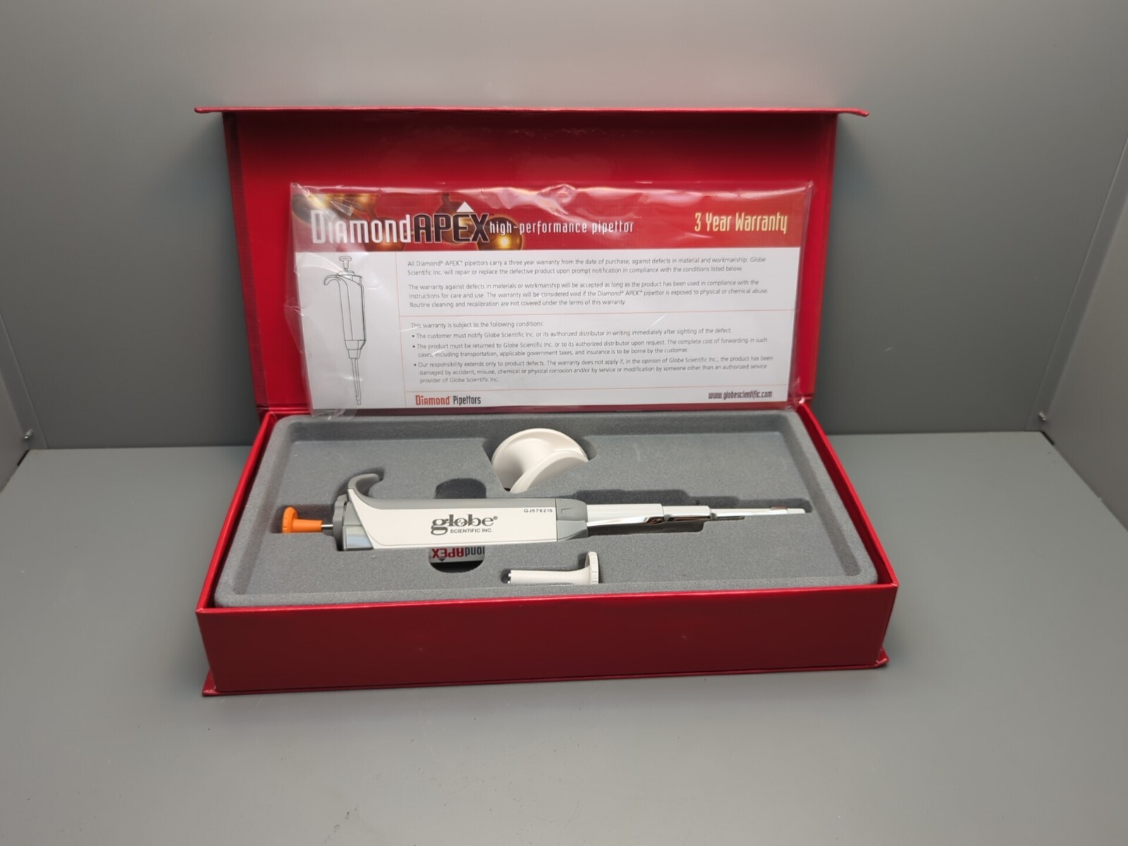 Globe Scientific 3351-1000- Pipette, Diamond Apex Fully Autoclavable, Adjustable