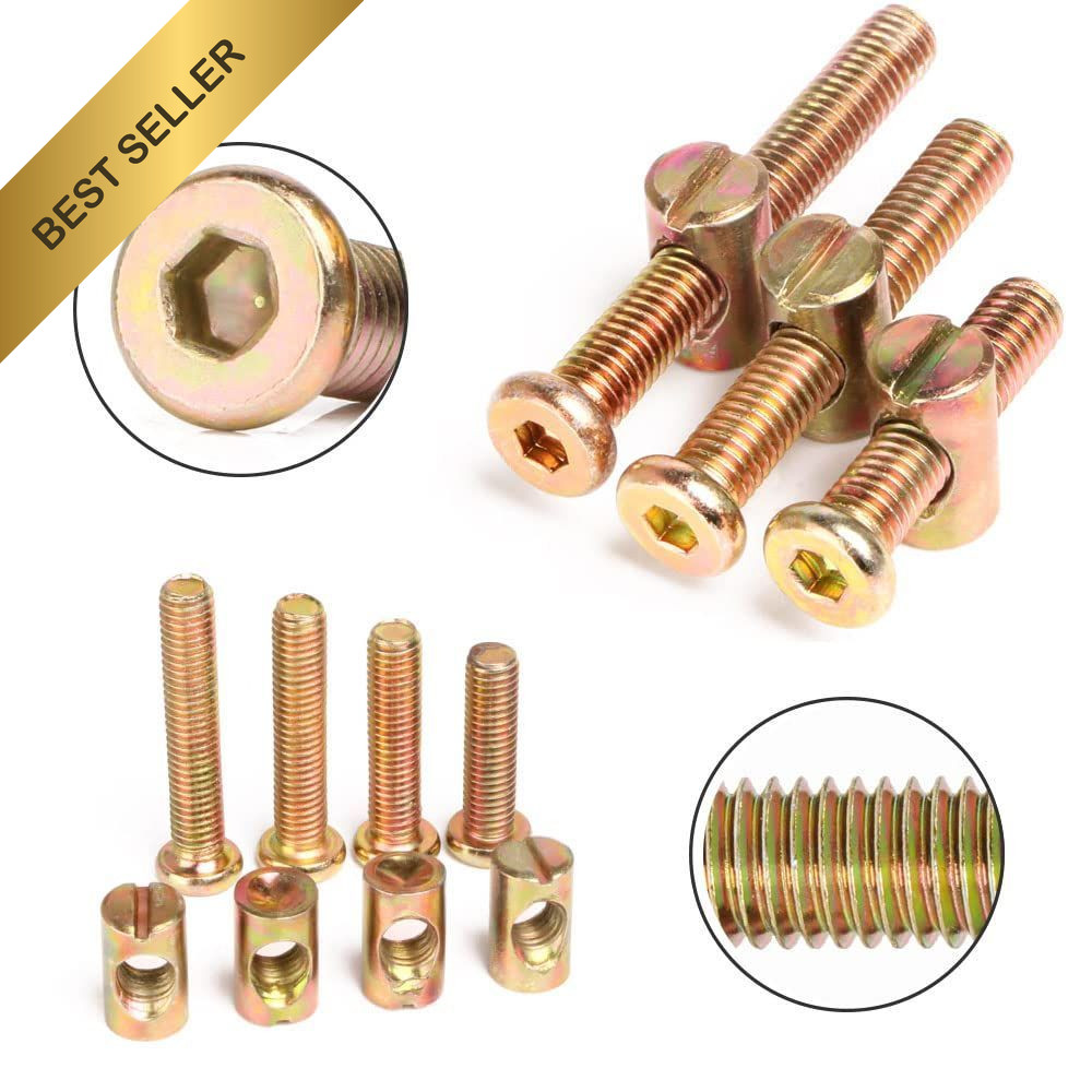 Crib Screws Hardware Kit M6 Furniture Barrel Bolt Nut Hex Drive 25 Piece Set