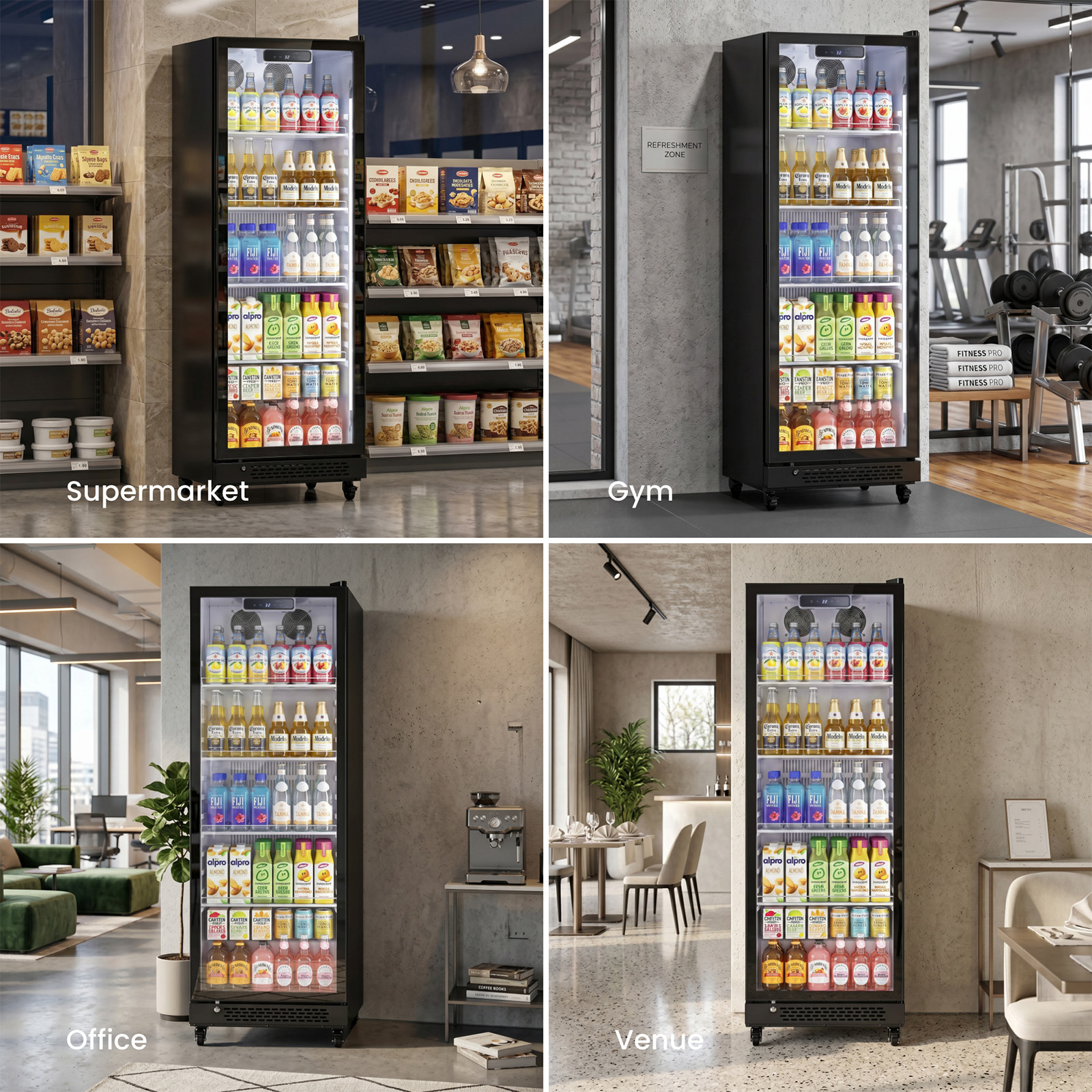 Yeego 10.8 Cu.ft Commercial Fridge 1 Glass Door Merchandiser Refrigerator Black