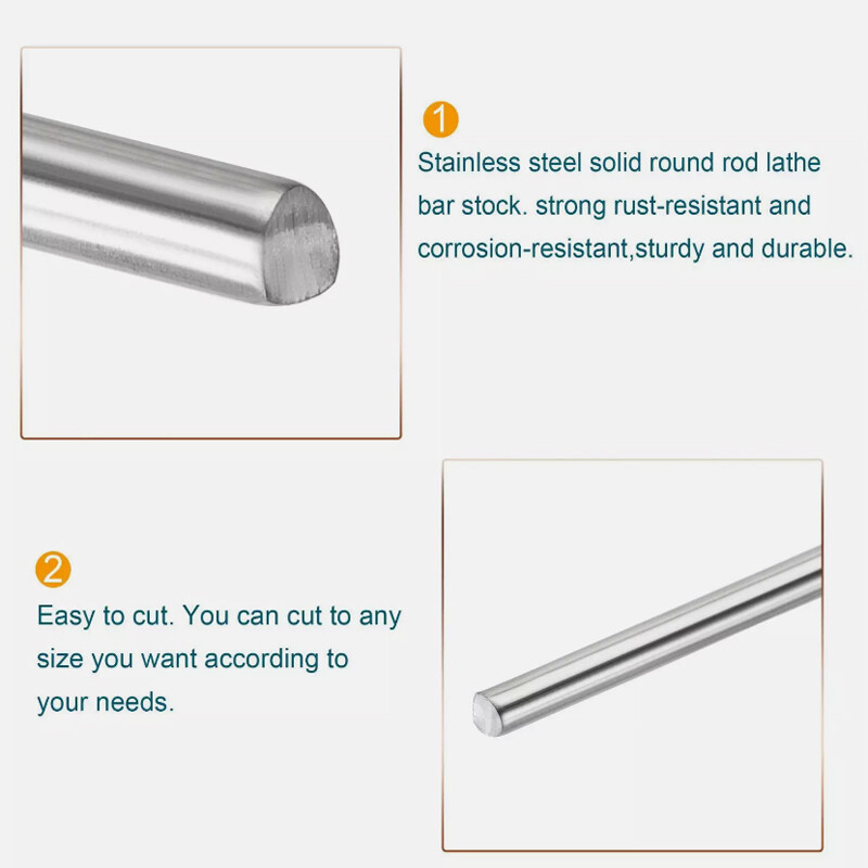 Dia Ø3mm-20mm 304 Stainless Steel Solid Round Rod for DIY Craft – 1pcs 0.5 Meter