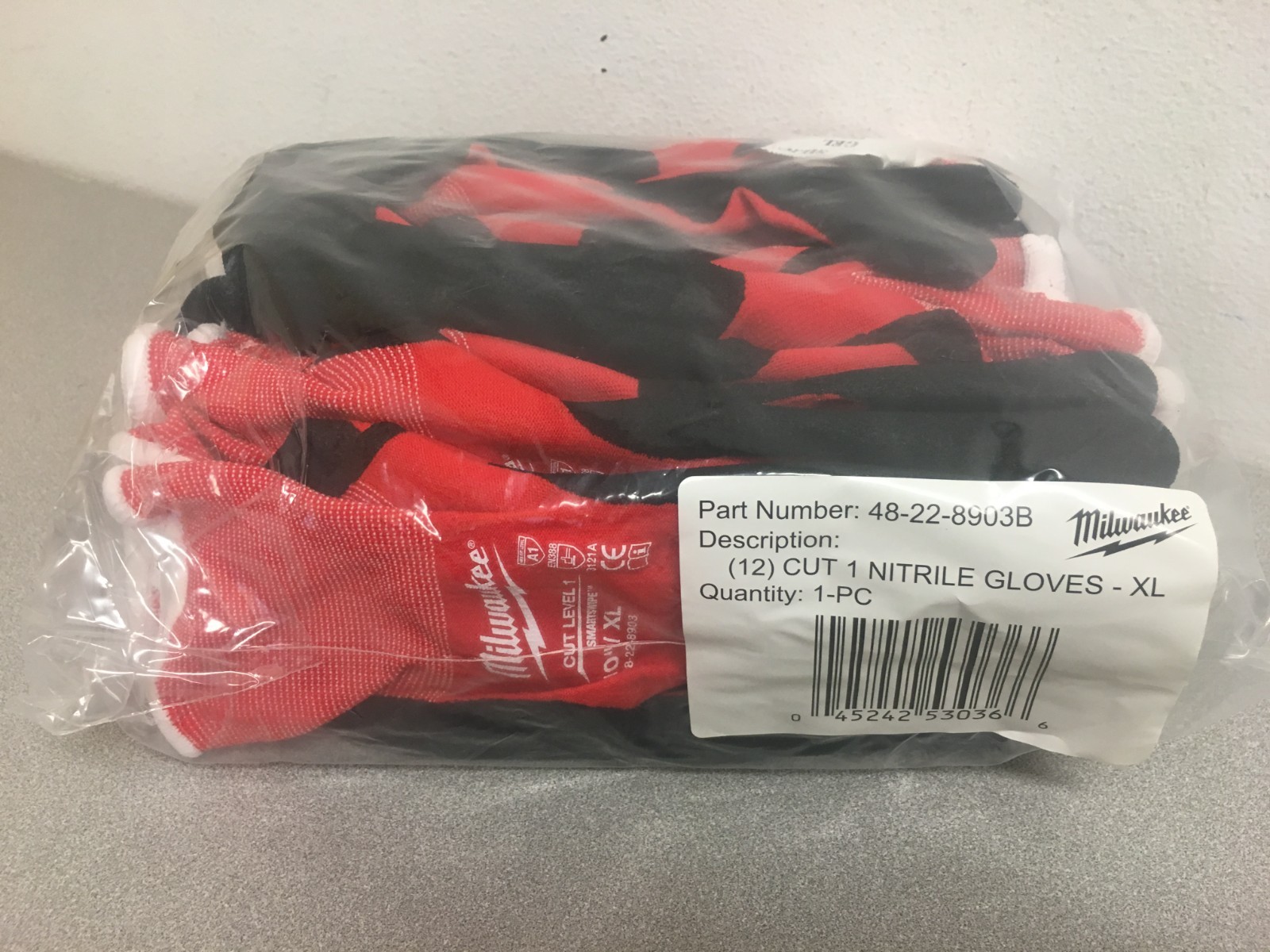 Milwaukee Cut Level 1 Nitrile Dipped Cut Resistant Gloves Red XL 12 pair