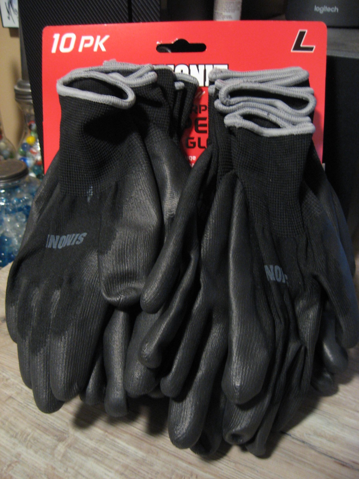 10 Pair Simoniz Multi-Purpose Dipped Work Gloves – Full Finger Black – Size L