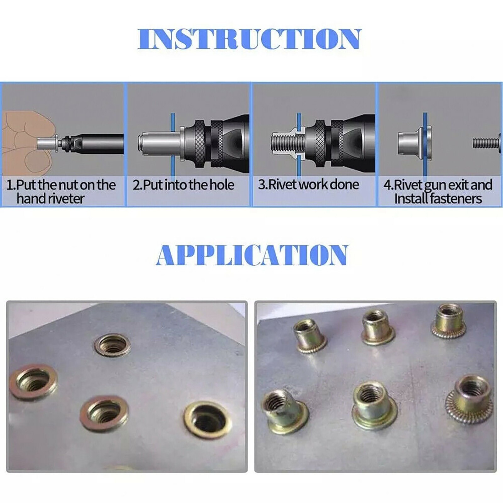320PCs SAE Rivet Nut Kit For Rivnut Tool Nut Setter Thread Setting Nutsert Gun