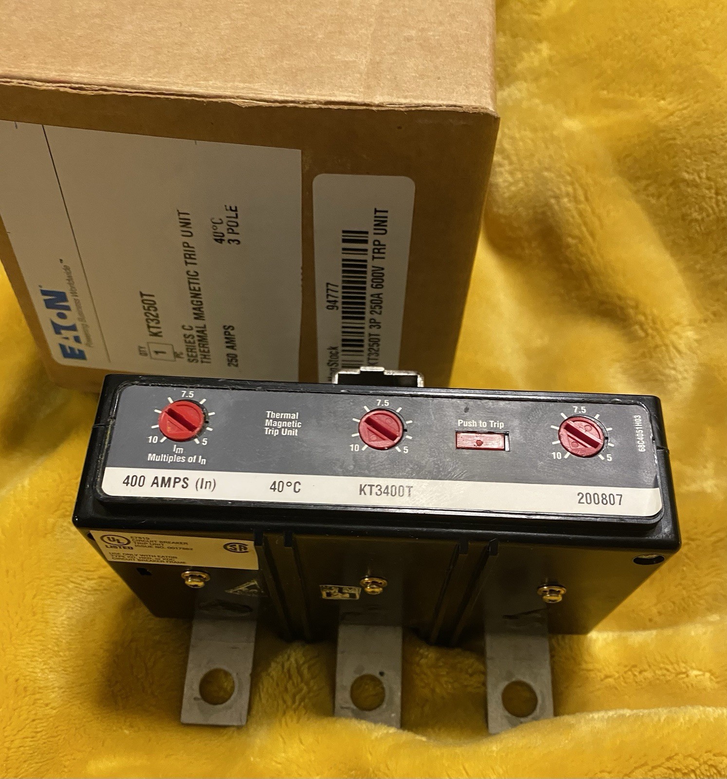 EATON KT3250T 3POLE 250A THERMAL MAGNETIC TRIP UNIT