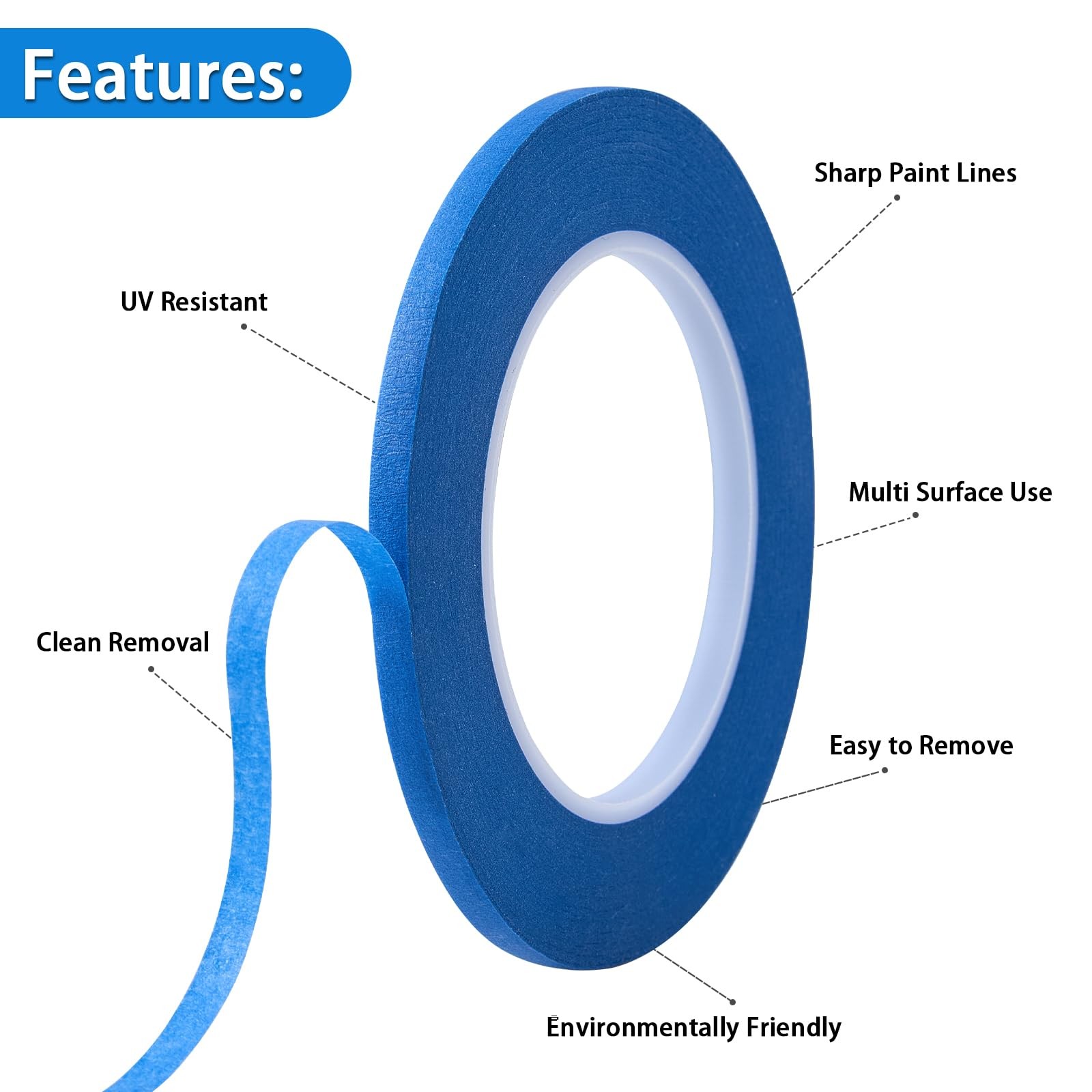 QDiShi 2 Pack 1/4″ inch x 60yd Blue Painters Tape Easy X 60Yd,