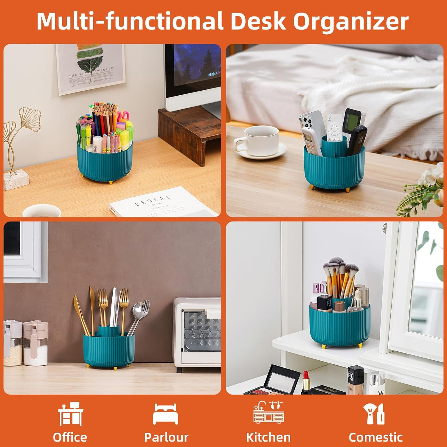 Desk Organizer, 360-Degree Rotating Pen Holder, Desk Organizers and Accessories