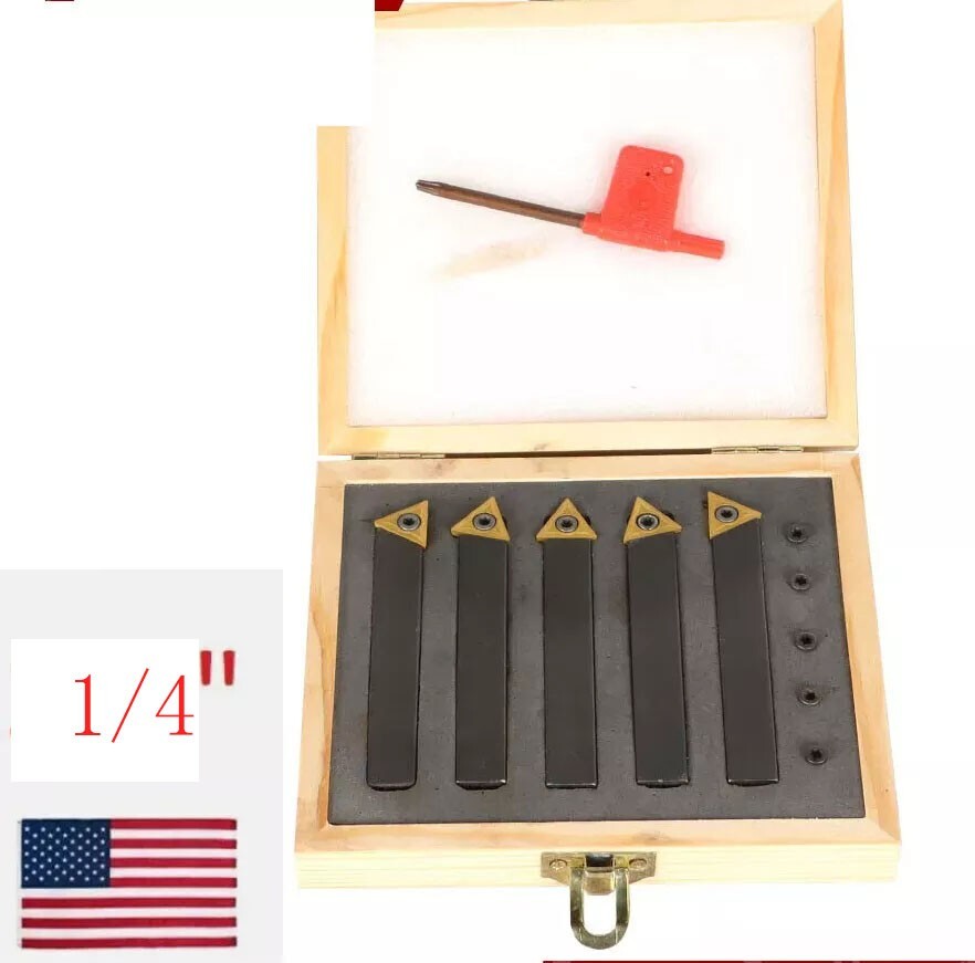 5 pc 1/4″ Lathe Indexable Carbide Insert + 35pcs Turning Tooling Bit Holder Set