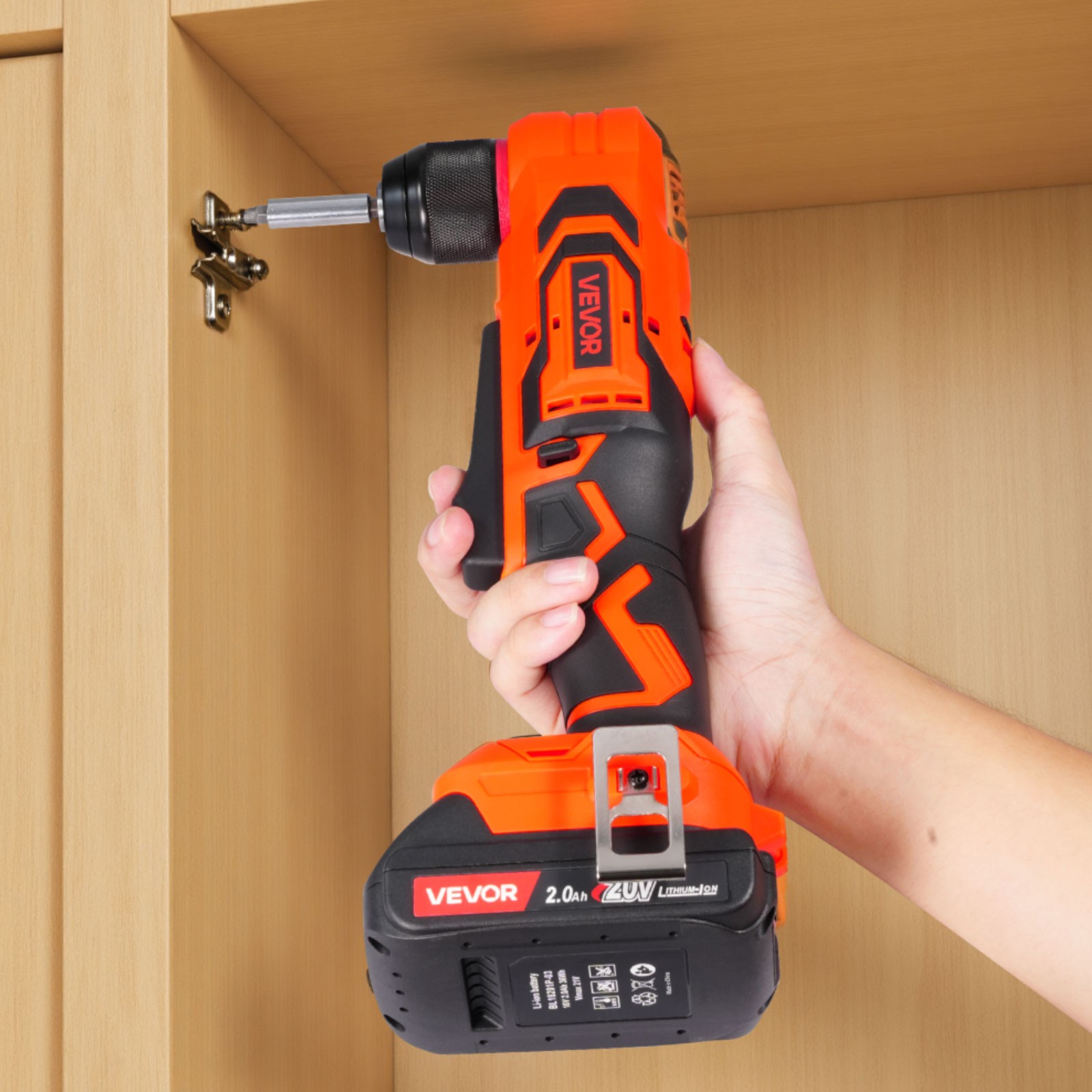 VEVOR Right Angle Drill 3/8 Inch Chuck 90 Degree Cordless Right Angle Drill