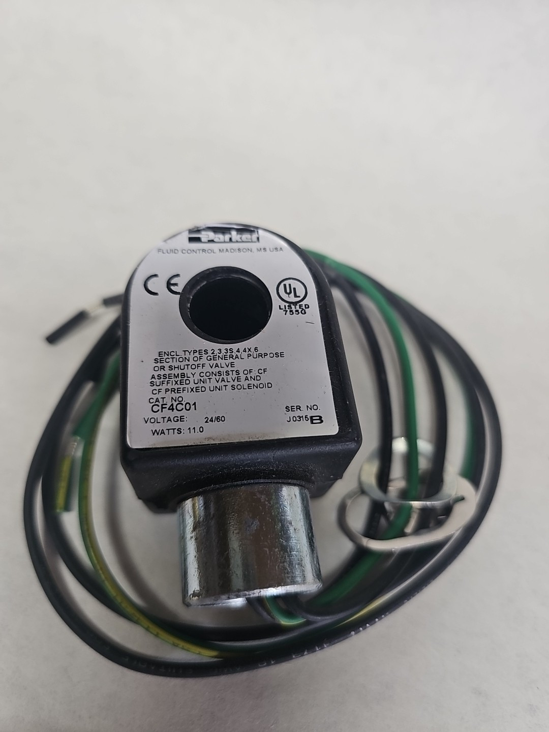 * PARKER Shut-off Valve # 08F23C2140ACF & Unit Solenoid # CF4C01 24/60v 1/2″ NPT