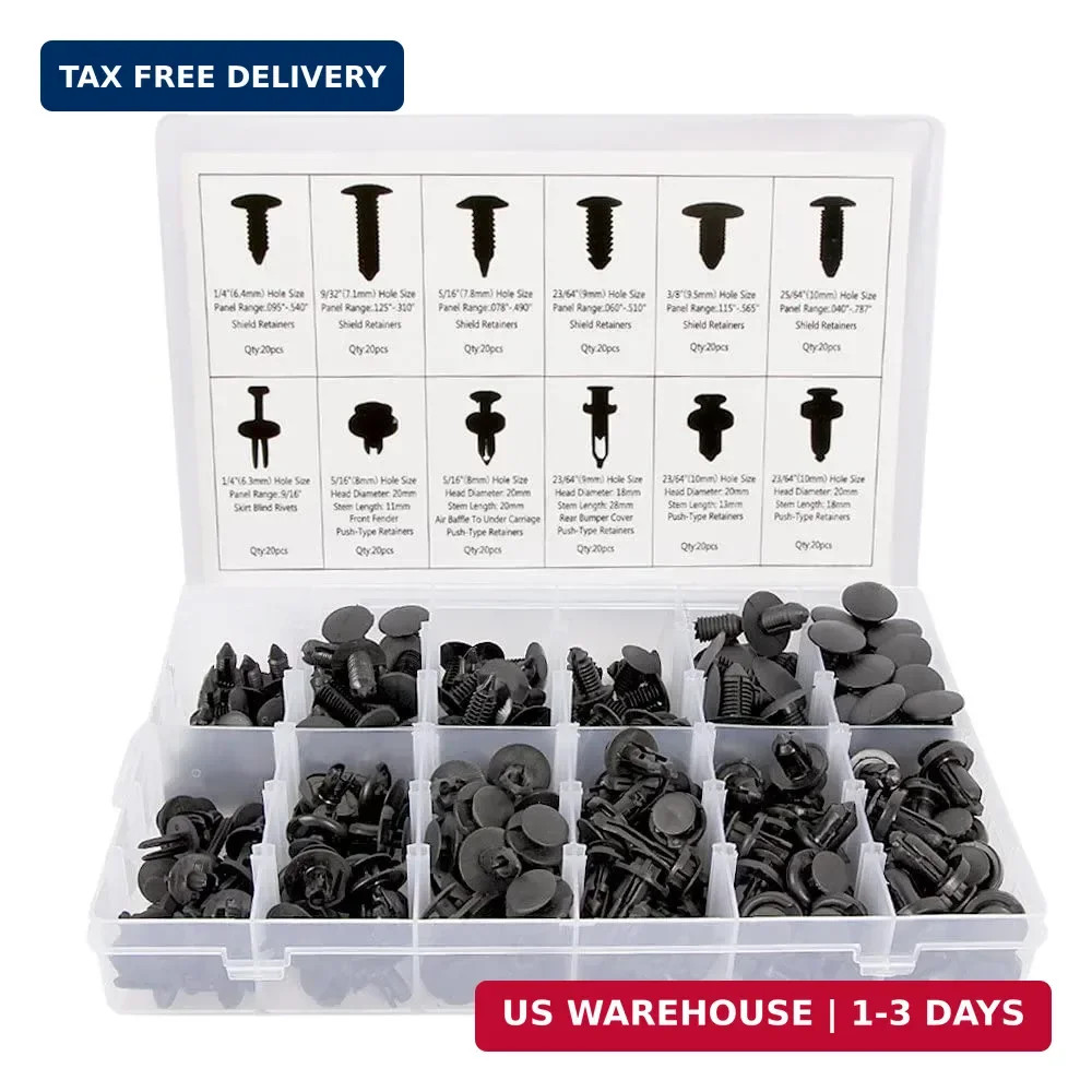 Sunplustrade 240 Pcs Bumper Clips Car Clips Plastic Rivets Fasteners Push Retain