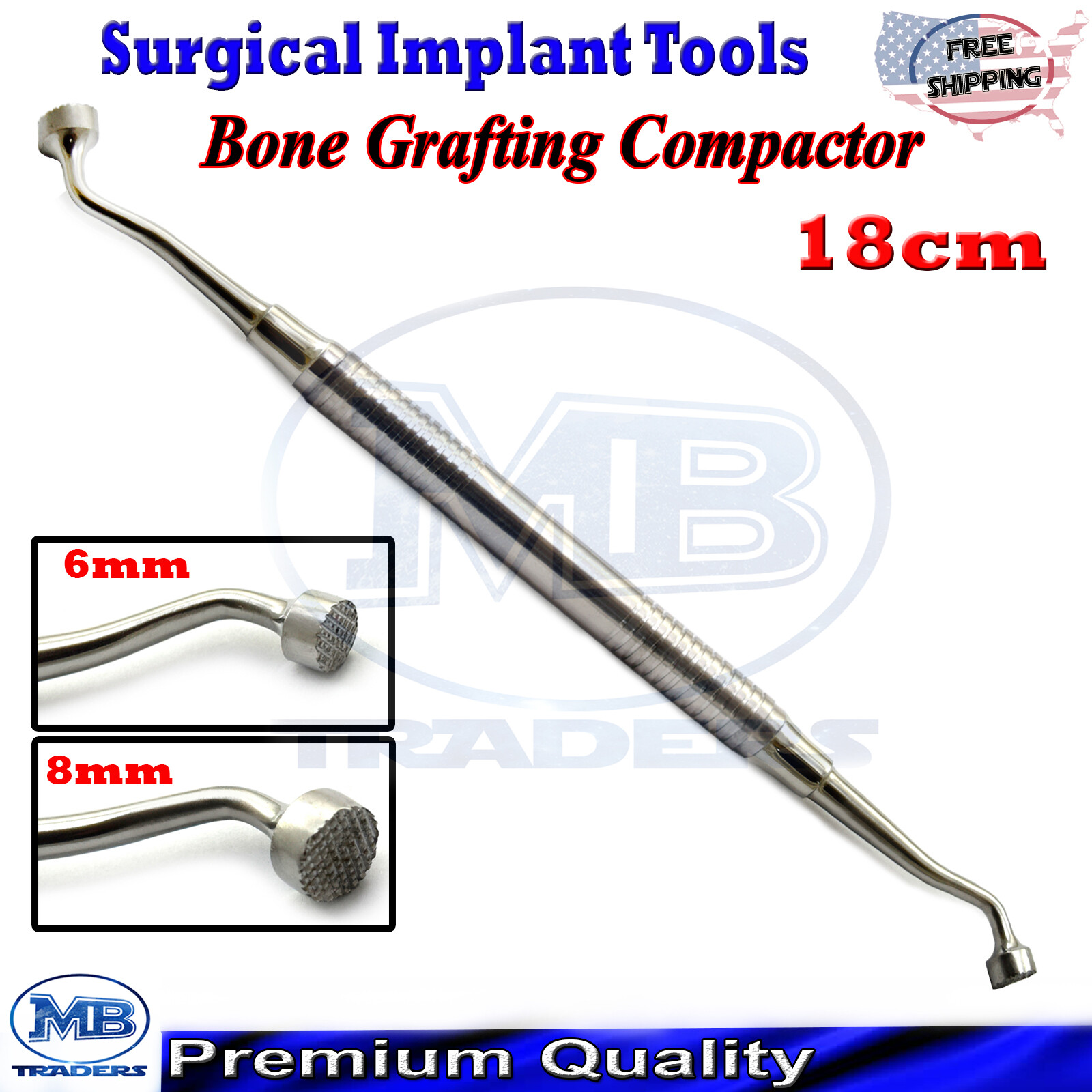 Orthodpedic Surgery Implant Bone Compactor Grafting Surgical Serrated Tip Dental