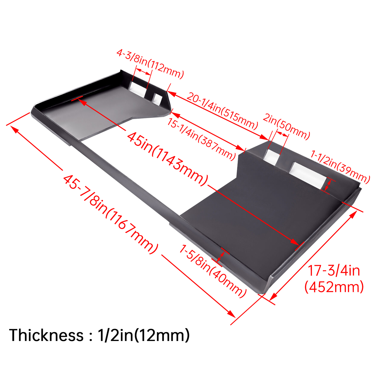 1/2″ Mount Plate Skid Steer Loader Attachment Adapter For Bobcat & Kubota Heavy