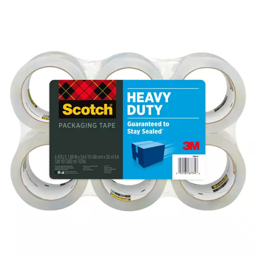 1.88 In. X 54.6 Yds. Heavy Duty Shipping Packaging Tape (6 Rolls per Pack)