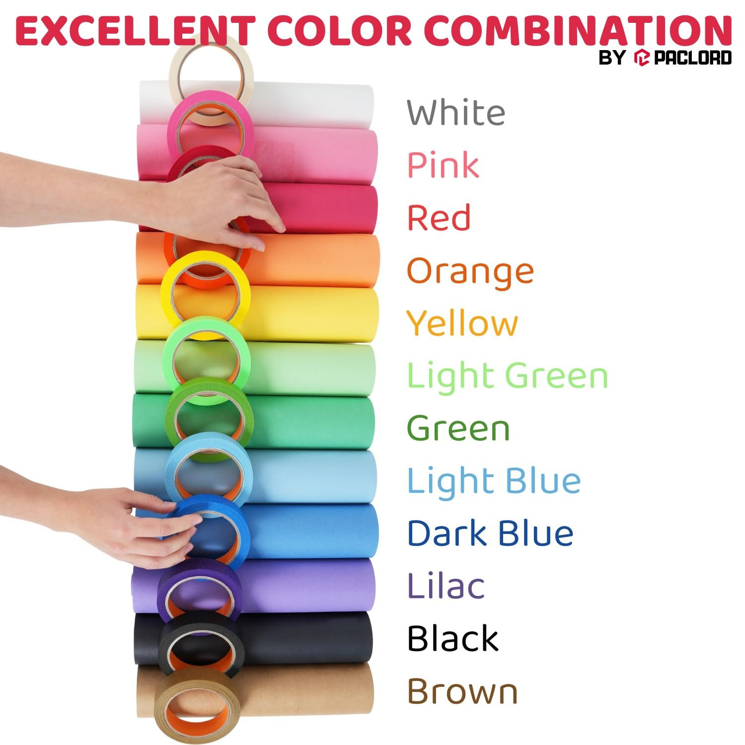12 Rolls of 12″ X 100′ Colored Kraft Paper and 12 Rolls of Colored Masking Tape