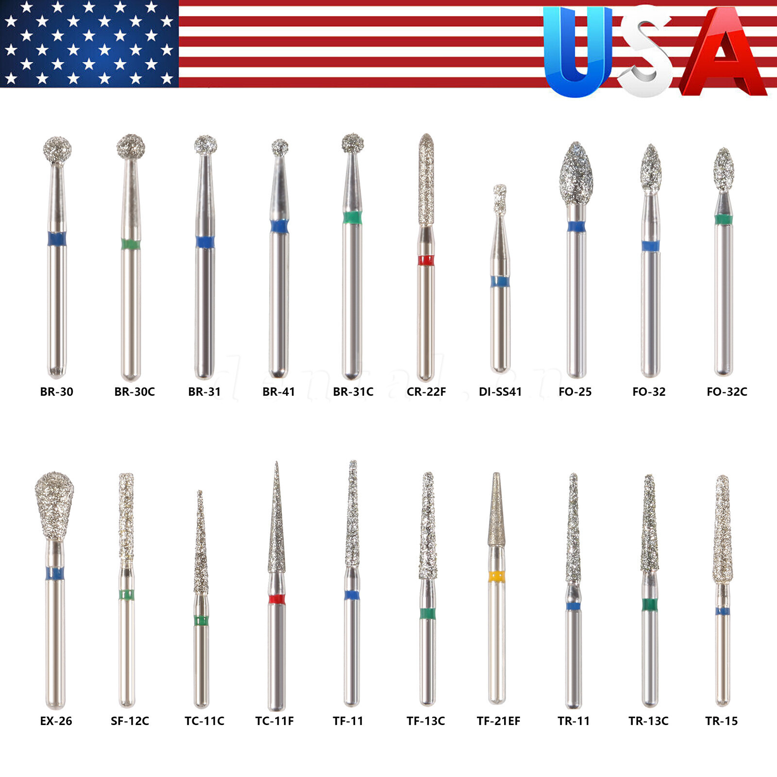 100 * Brocas de fresa de diamante para dentista dental Taladro FG 1,6 mm