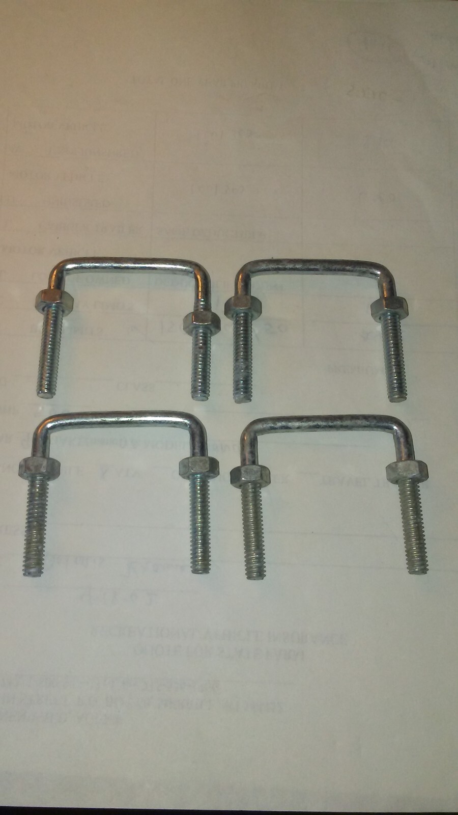 Zinc-Plated Steel Square Bend U Bolt 1 3/4″ x 1 7/8 ” x 3/16″ – Lot of 4, 1.25