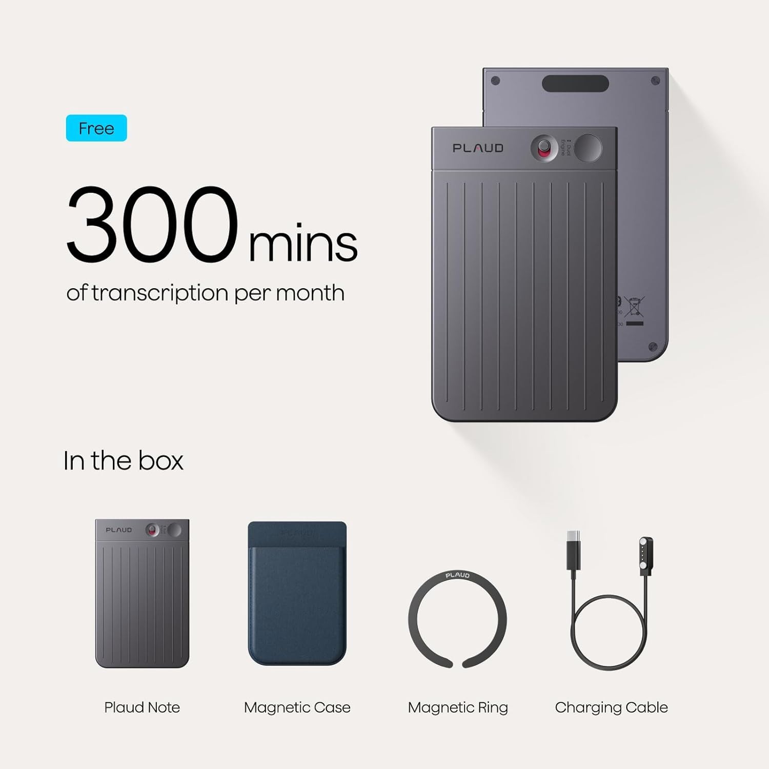 Plaud Note AI Voice Recorder – 64GB, 112 Languages, Transcribe & Summarize