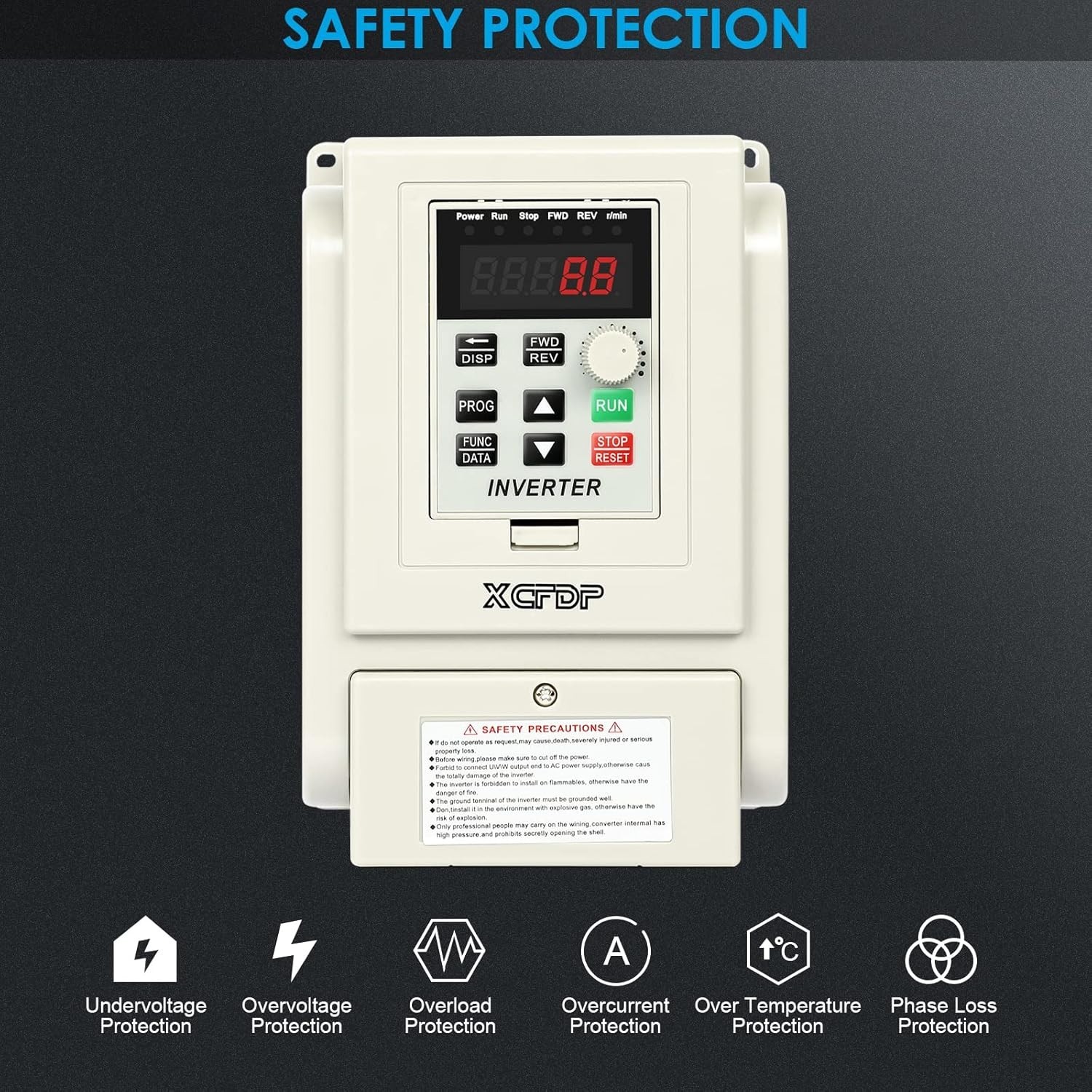 AC 220V/1.5Kw 2HP Variable Frequency Drive,8A VFD Inverter Single Phase to 3 Pha