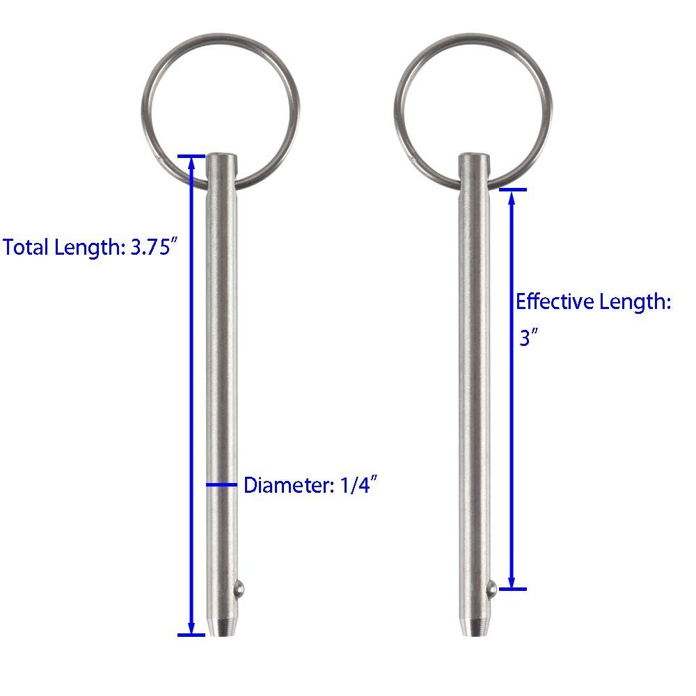 4 Pack Quick Release Pin, Diameter 1/4″6.3mm, Overall Length 3.75″95mm, Usabl…