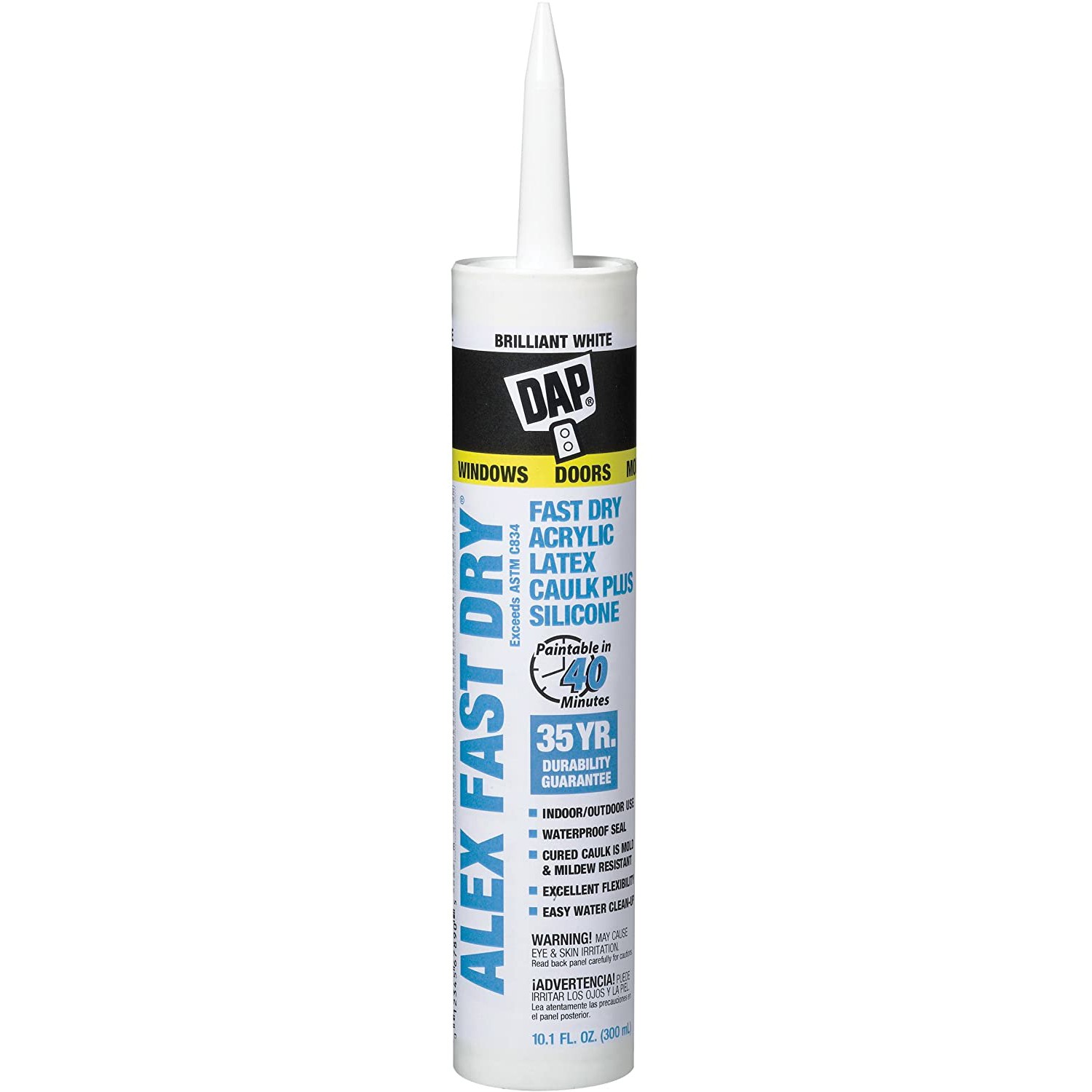 DAP ALEX FAST DRY Acrylic Latex Caulk Plus Silicone: 10.1 fl oz. cartridge White