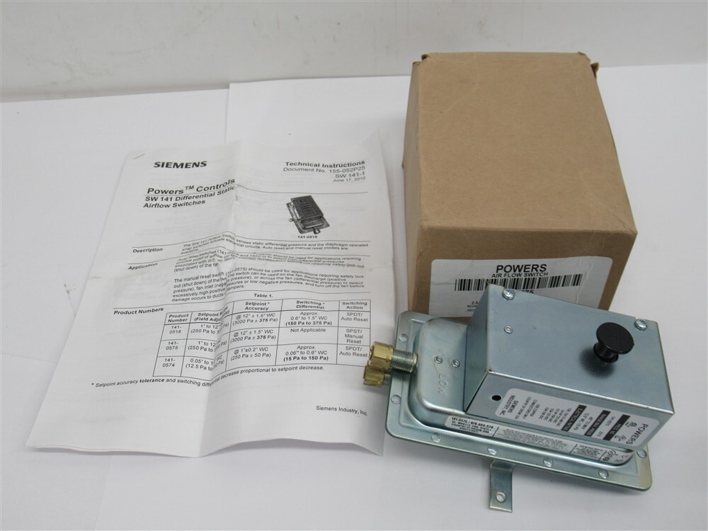 Siemens Powers 141-0575 , Airflow Switch , Differential Static Pressure