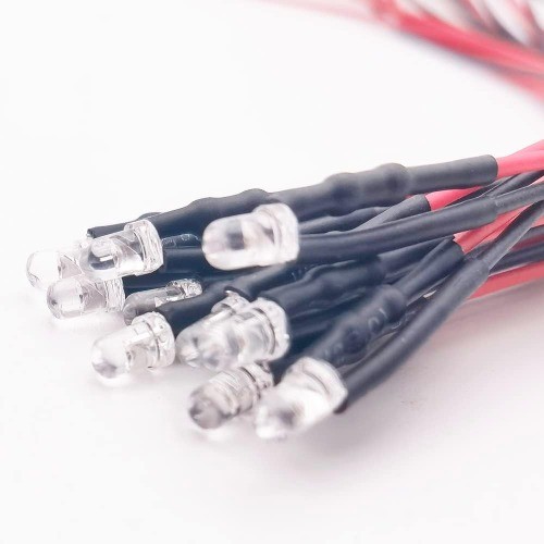 20pcs Pre Wired Red Blinking LED Lights 3mm Flashing 1.5Hz DC 12 Vo Color: Red