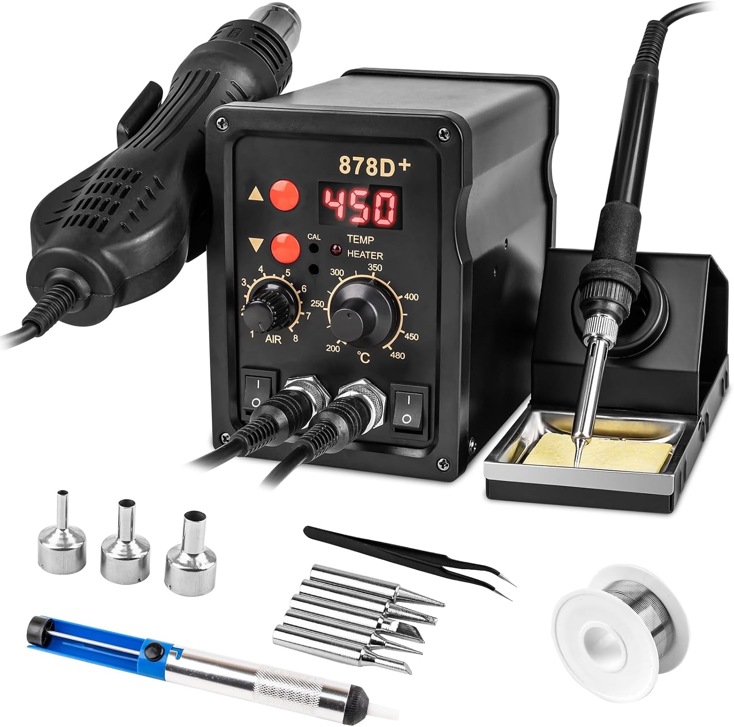 2 in 1 Hot Air Rework Soldering Iron Station Kit, Precision Circuit Board Solder