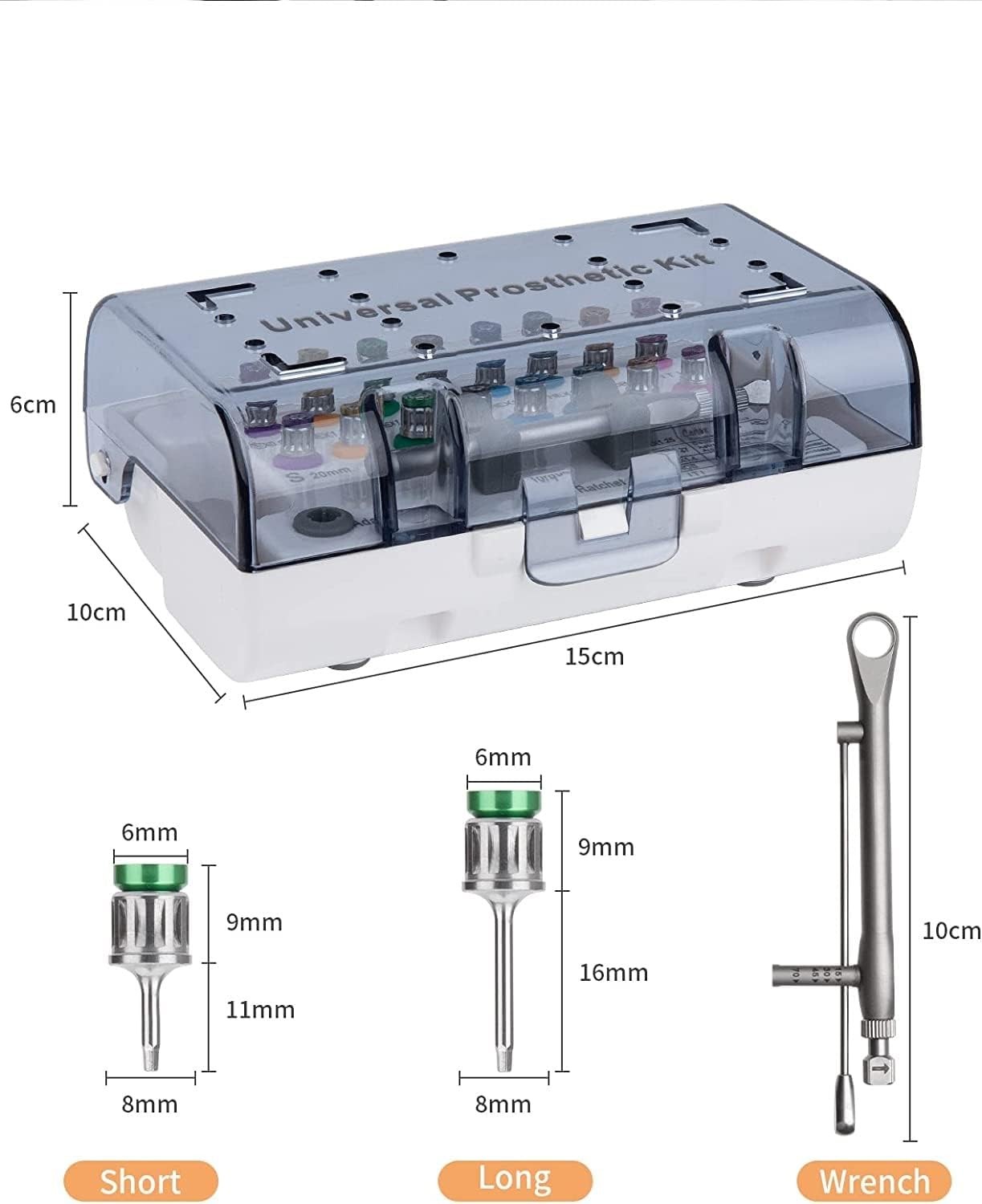 Universal Dental Implant Torque Wrench Set Fully Autoclavable 16pcs Screwdrivers