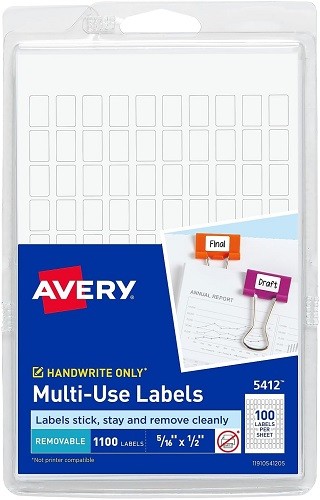 Removable Multi-Use ID 5/16×1/2in labels White Removable 1100/PK – 1EA