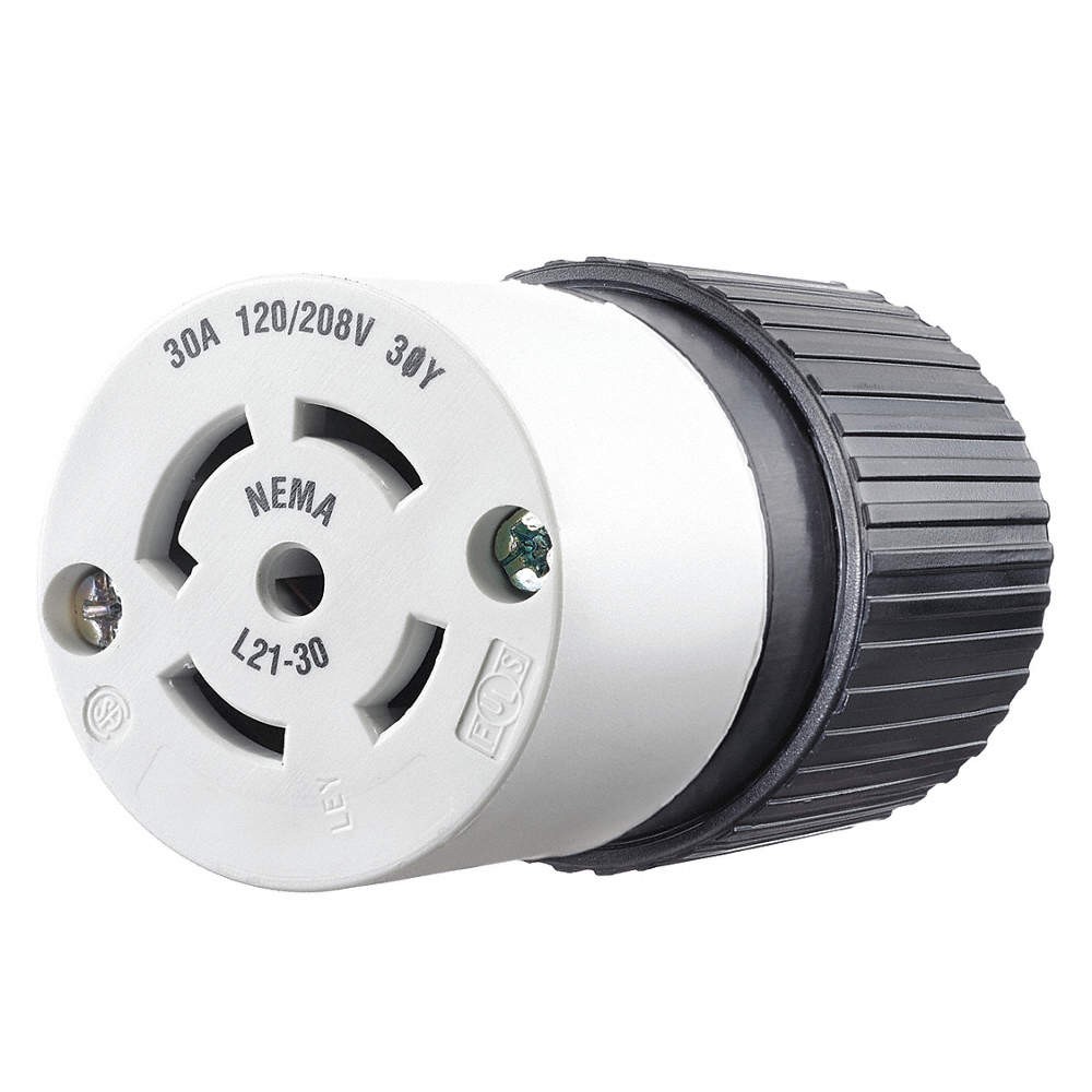 BRYANT 72130NC Locking Connector,Black/White,120/208VAC 49YX09