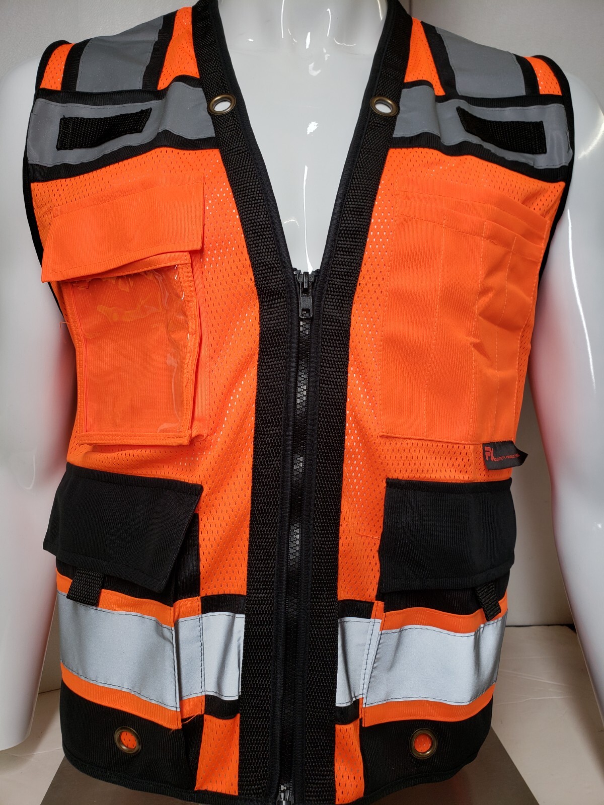 FX HIGH VISIBILITY Surveyor Two Tones Orange Safety Vest Mesh front & back