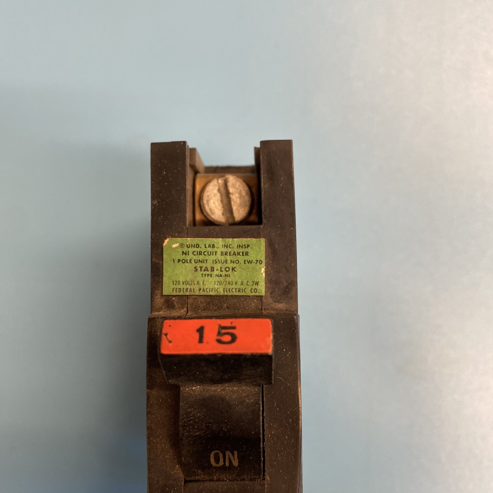 FPE STAB-LOK NA115 15 AMP 1 POLE FULL SIZE FEDERAL PACIFIC CIRCUIT BREAKER